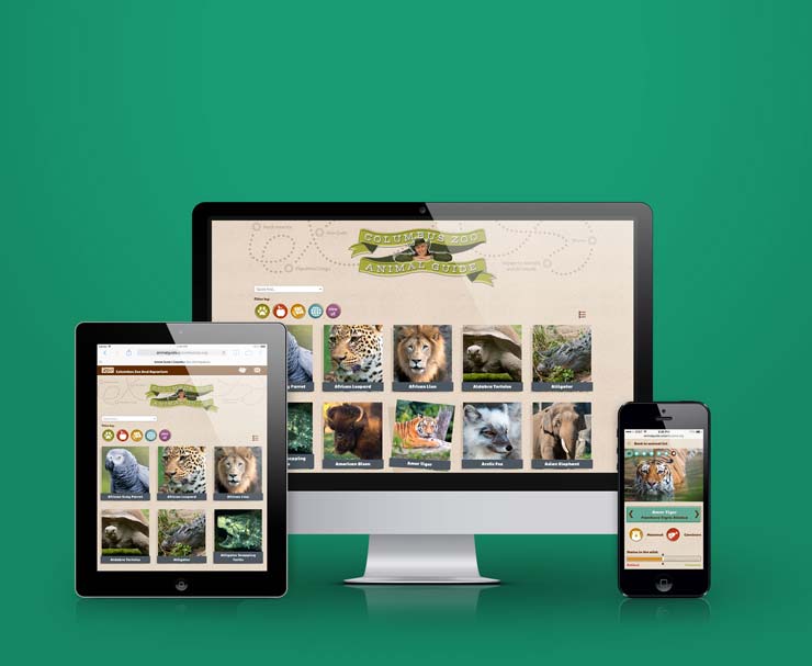 image of the Columbus Zoo Animal Guide website on multiple devices